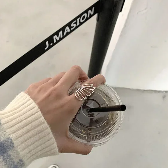 Minimalist 925 Sterling Silver Butterfly Wings Ring Unique Bold Statement Ring - Picture 5 of 6